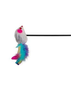 Plastová udice - myška s péřovým ocasem 50 cm