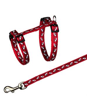 Postroj s vodítkem pro kočku - motiv 27-45cm/10mm 1,20m