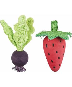 Sada dřevěných hraček - řepa, jahoda, dřevo/lufa, 6/9cm