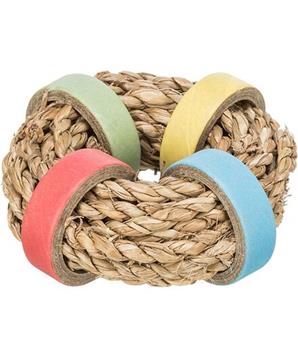 Kroužek z mořské trávy s papírovými kruhy, 8 cm