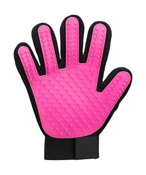 Rukavice k péči o srst, 16 x 24 cm, síťovina/TPR,  růžová