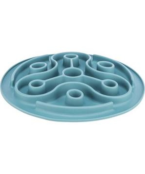 Protihltací talíř Slow feeding TRIANGL, k pomalému krmení, TPE, ø 28 cm, modrá