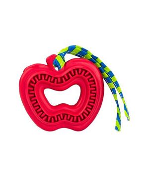 Dentální hračka jablko přírodní guma pro štěňata s látkovým střapcem HipHop