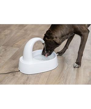 Fontánka na vodu s oblým kohoutkem, 2,5 l/25 × 24,5 × 35 cm, plast, bílá (RP 2,90 Kč)