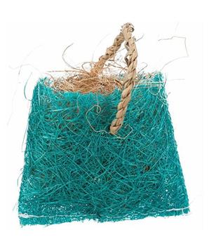 Taštička s kokosovým vláknem - hračka pro hlodavce, sisal, 10 x 13 cm, modrá