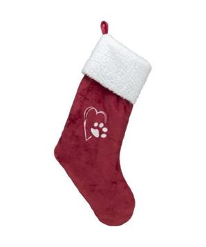 Xmas STOCKING - vánoční ponožka, 47 cm, plyš,  červená/bílá