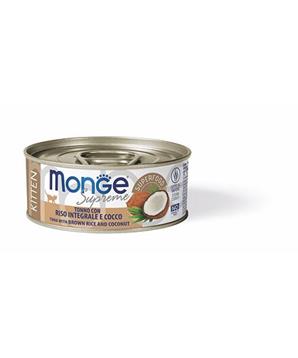 MONGE SUPREME KITTEN tuňák s hnědou rýží a kokosem pro kočky