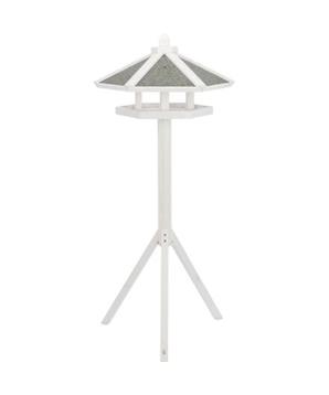 NATURA venkovní krmítko se stříškou a silem, na trojnožce 1,45 m, 65 x 46 cm, borové dřevo, bílá