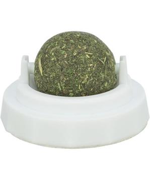 Kulička Catnipu v samolepícím držáku, 5 cm, bílá/zelená