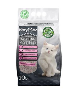 KITTYMAX hrudkující, bezprašný bílý bentonit BABY POWDER 