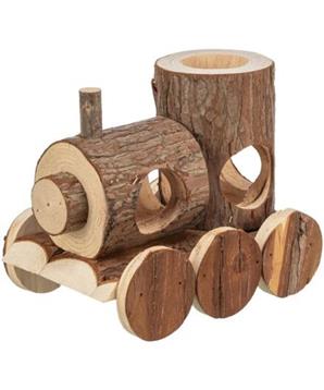Vláček LEVIN pro myšky, 17 x 14 x 12 cm, přírodní dřevo s kůrou