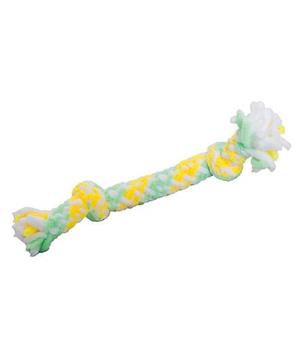 Hebká pletená činka HipHop PLUSH, 2 uzly, 20 cm, pistáciová, žlutá, bílá