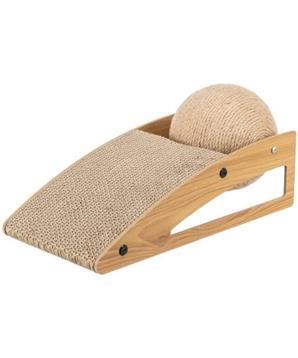 Škrabací rampa s míčem, 40 × 17 × 20 cm, dřevo/karton/sisal