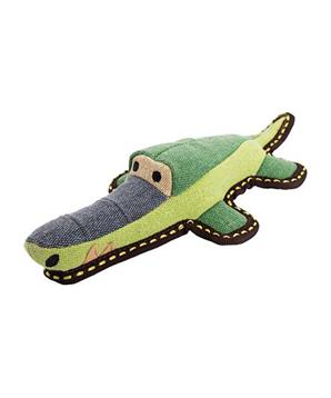 Krokodýl jutový 30 cm, robustní aport pro psy, HIPHOP DOG, zelená/šedá