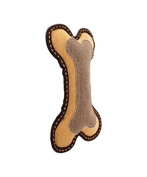 Jutová kost 25 cm, robustní aport pro psy, HIPHOP DOG, hnědá/písková