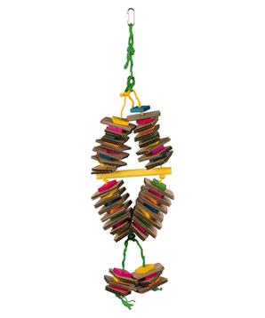 Závěsná hračka na sisalovém laně - karton,dřevo 18 x 35 cm