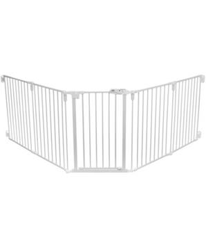 Zábrana pro psy s dvířky, 5 dílů, 62.5-300 x 76.5 cm, lakovaný kov