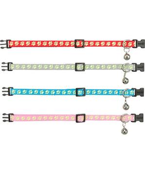 Obojek pro kočky, fluorescenční, s rolničkou, různé barvy