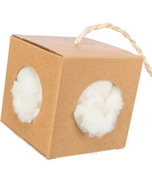 Box s hnízdícím materiálem, 9x9x9 cm/ 6g, karton/kapok