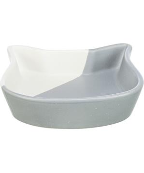 Miska tvar kočičí hlavy, 0,2 l/ ⌀ 13 cm, šedá/bílá