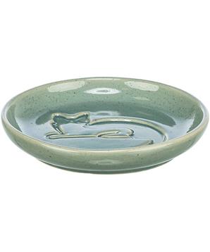 Miska keramická, vytlačená kočka, zelená