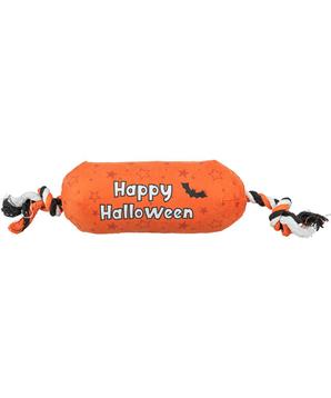 Válec HALLOWEEN, plyšová hračka se zvukem, na laně, oranžová - LIMITOVANÁ NABÍDKA