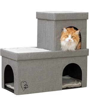 Jeskyně KIMY skládací, 2 patra, 76 x 72 x 37 cm, světle šedá