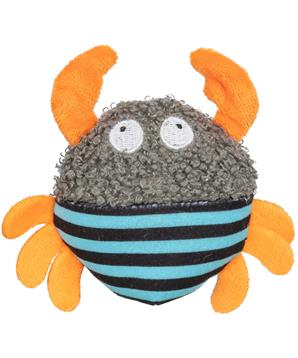 Krab s catnipem, plyšová hračka pro kočky, 9 cm, šedá/oranžová/tyrkysová