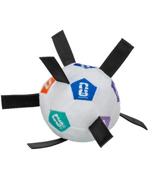 FIFA 2026 měkký aportovací míč s úchyty, 12 cm, bílá/barevná/černá - LIMITOVANÁ NABÍDKA