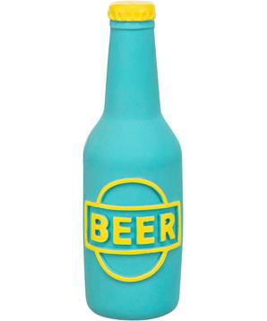 Beer bottle - pivní lahev, latexová hračka se zvukem 12,5 cm, modrá