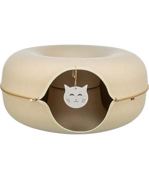 Filcová boudička - donut, ø 60 cm, s hračkou, béžová