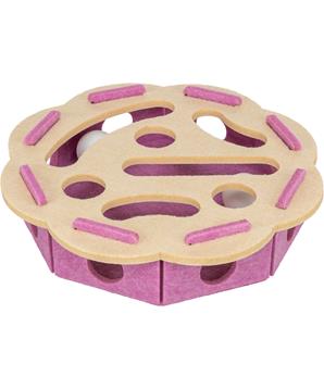 Interaktivní hra pro kočky Hole’n’Roll – květina, ø 30 × 7.5 cm, filc, růžová/béžová
