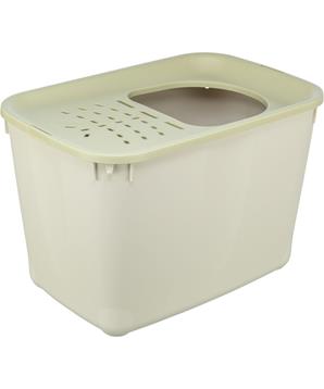 Toaleta pro kočky HOP-IN, horní otvor, 38 × 39 × 58 cm, šedá/zelená