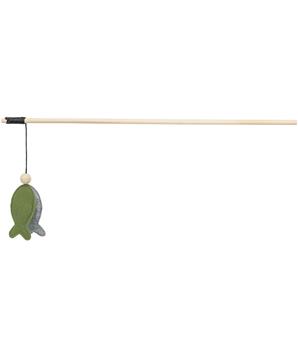 Hrací prut s rybkou, 48 cm, s catnipem,  dřevo/filc
