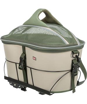 Transportní koš na nosič, polyester, 33 x 40 x 34 cm, olivově zelená/béžová