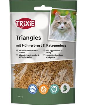 Triangles, trojúhelníčky s kuřecími prsíčky a catnipem, obsah masa 56 %