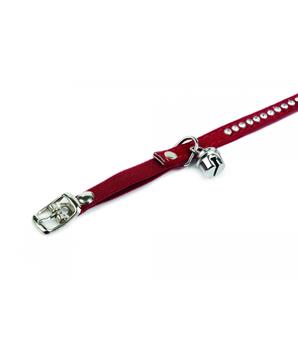 Beeztees Obojek pro kočky SWAROVSKI červený 24-30cm X 10mm