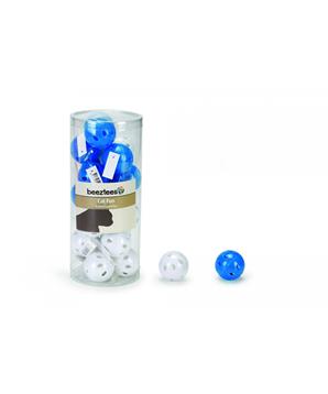 Beeztees Hračka pro kočky míček plastový bílý/modrý s rolničkou 4cm