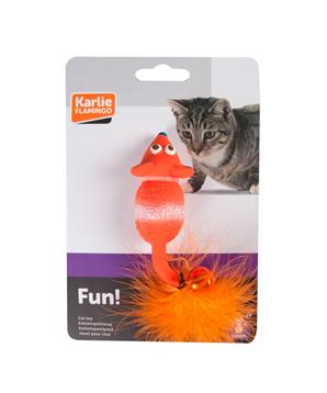 Karlie Hračka myš s peřím a zvonkem 12x3cm