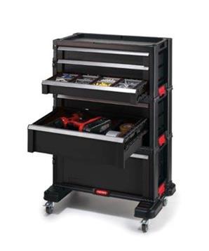 Keter Skříňka s 6 šuplíky na kolečkách, černá/červená