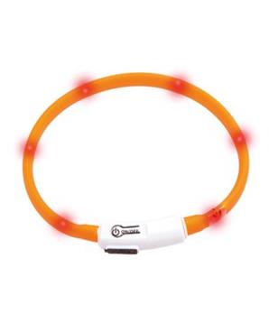 Karlie LED světelný obojek pro kočky oranžový obvod 20-35cm