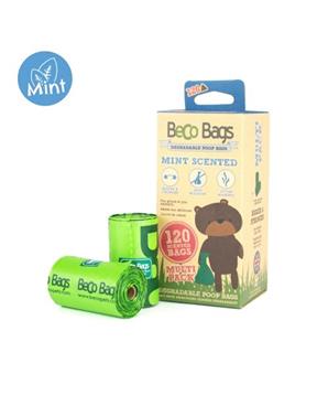 Sáčky na exkrementy Beco, 120 ks, s peprmintovou aroma, z recyklovaných materiálů