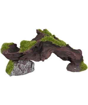 Dekorace umělá - větev s mechem 17x4x8cm Flamingo