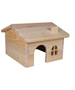 Dř. domek se sedlovou střechou pro myši a křečky 15x11x15cm