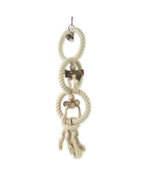 Hračka EPIC PET závěsná - lanové kruhy se zvonečkem a dřívky 70cm