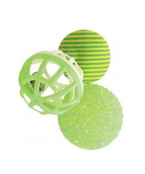 Hračka kočka sada míčků 3ks 4cm zelená Zolux