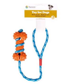 Hračka pes kost ježatá na šnůře 