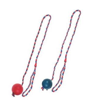 Hračka pes Míč na šňůře plný 6x17cm mix barev KAR