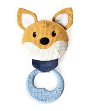 Hračka pískací liška s kroužkem