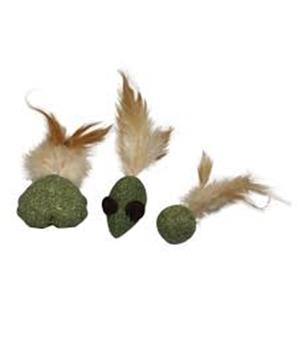 Hračka pro kočky s peřím a catnipem - srdce, myš, koule